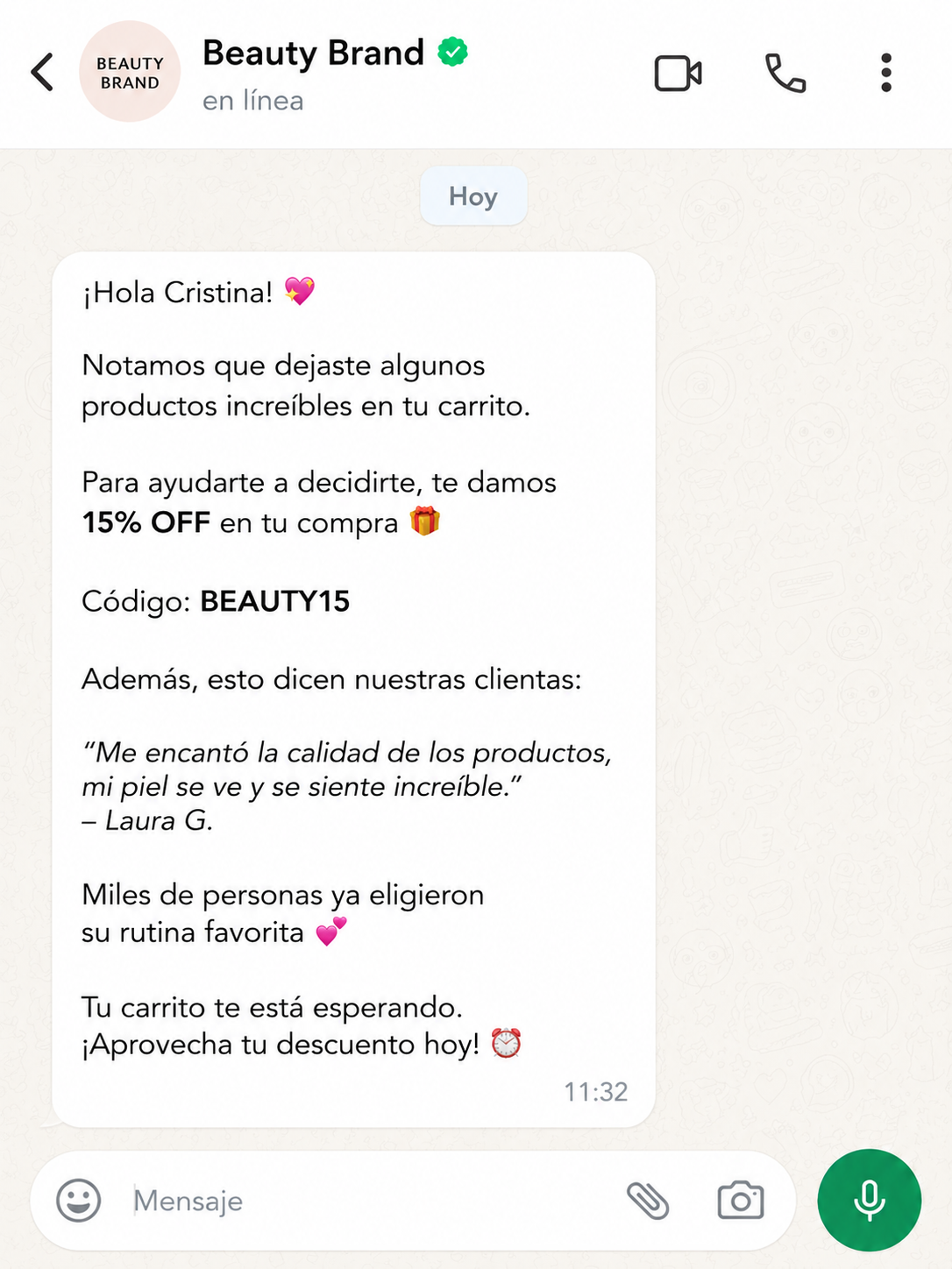 whatsapp mensaje descuento