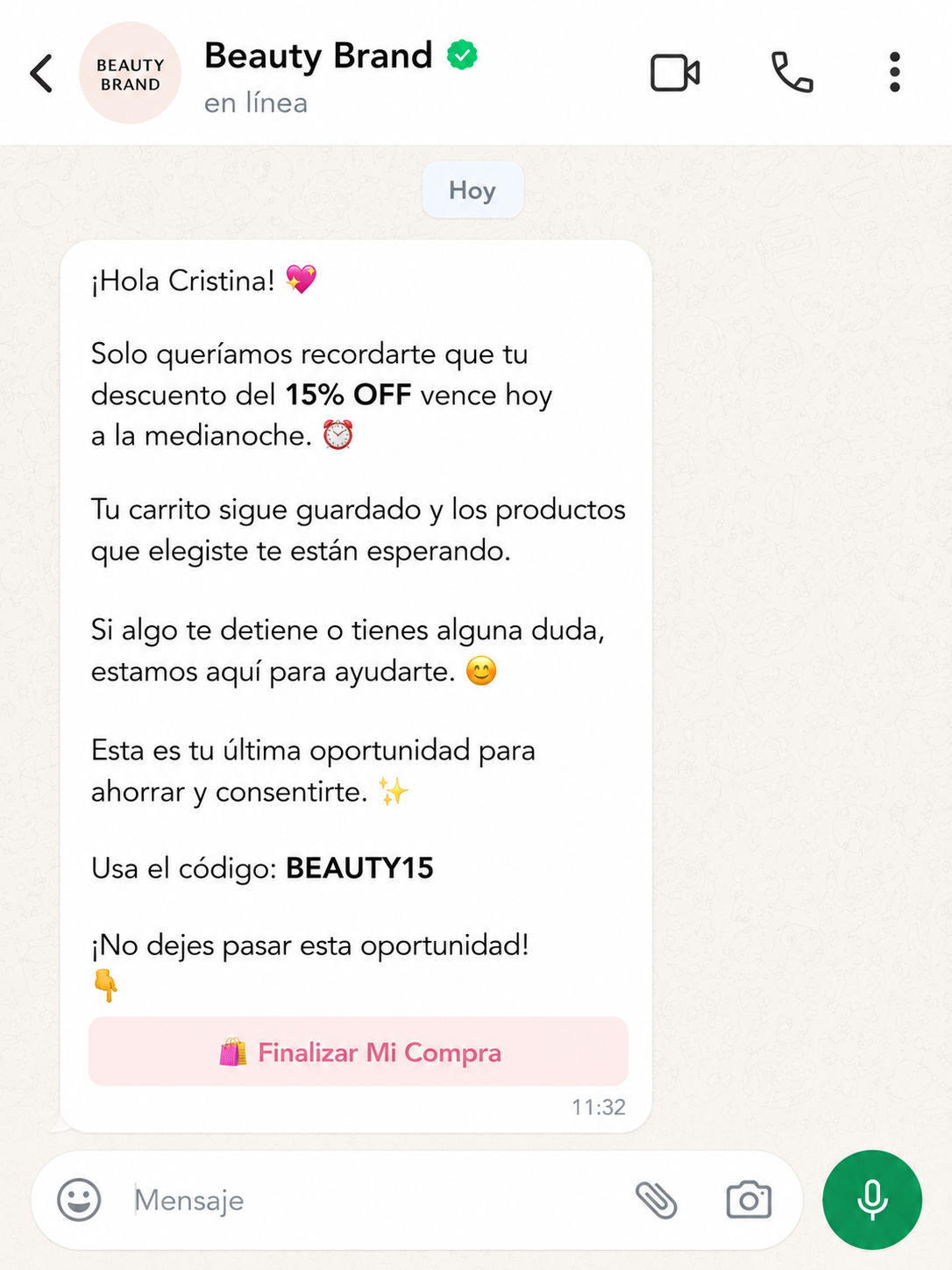 whatsapp mensaje ultima oportunidad